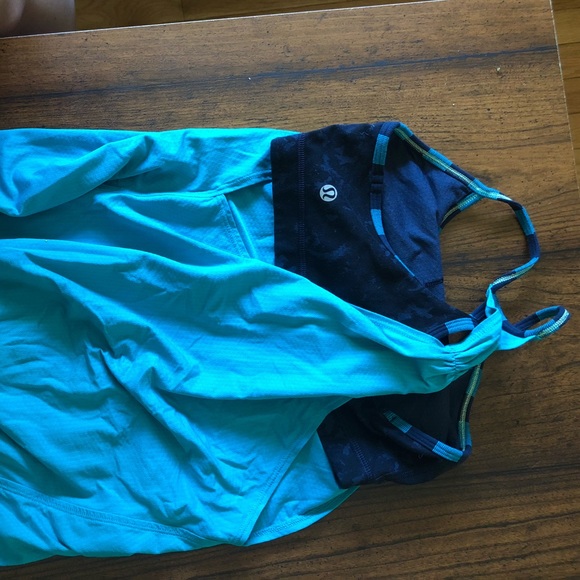 Lululemon blue yoga top built in sports bra - Picture 2 of 2